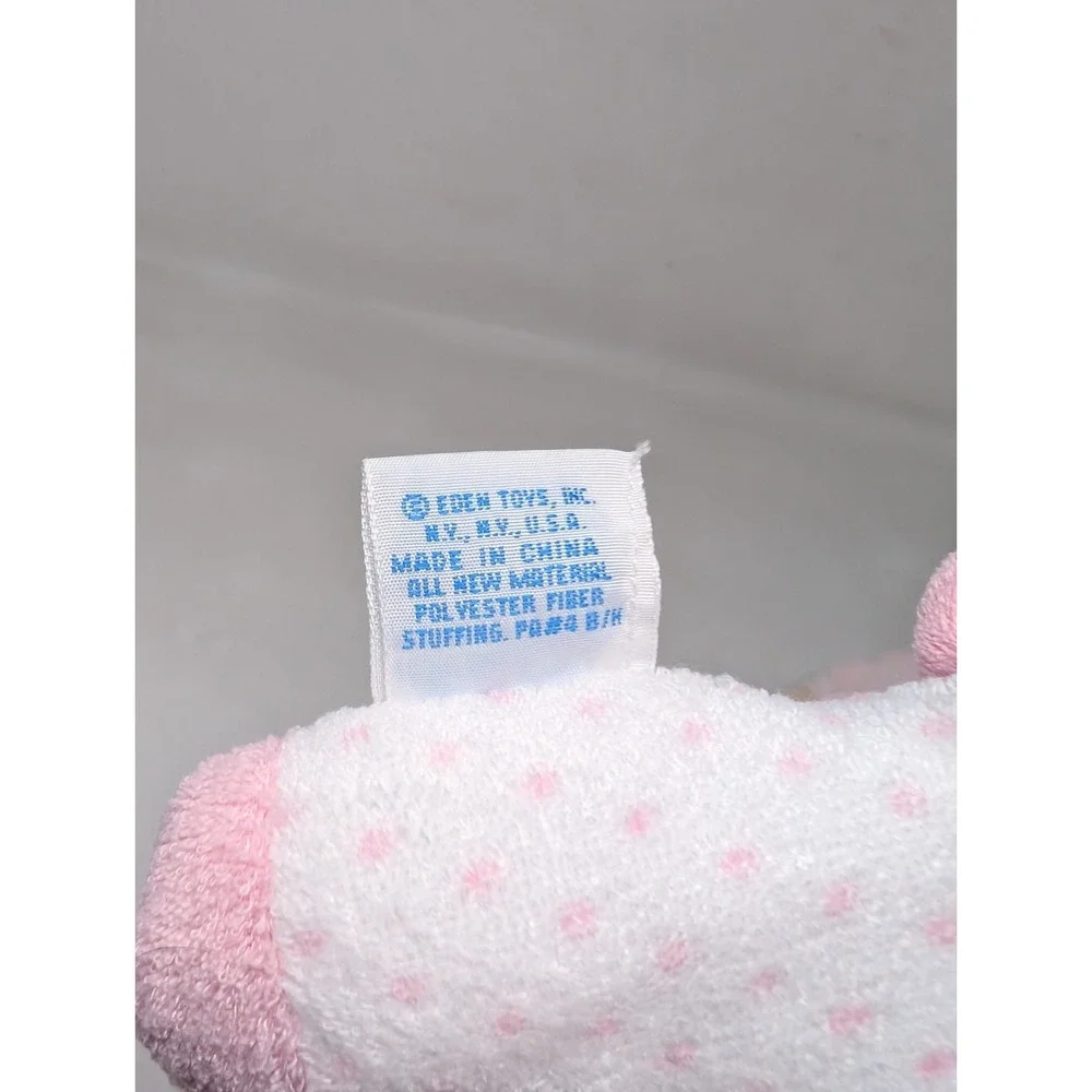 Eden My First Pink Pig Piggy Pastel Pink Polka Dot Plush Baby Rattle Terry Cloth